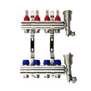 Коллекторная группа FHF-4RF set 4 контура 1' х 3/4' с расходомерами, воздухоотводчиками и кронштейнами