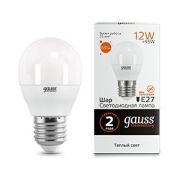 Лампа светодиодная LED 12 Вт 880 лм 3000К шар P45 теплый E27 AC 220В Elementary Gauss
