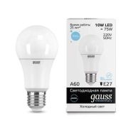 Лампа светодиодная LED 10 Вт 950 лм 6500К А60 груша холодный E27 AC 220В Elementary Gauss