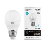 Лампа светодиодная LED 8 Вт 540 лм 4100К шар P45 нейтральный E27 AC 220В Elementary Gauss