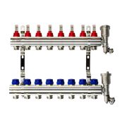 Коллекторная группа FHF-8RF set 8 контуров 1' х 3/4' с расходомерами, воздухоотводчиками и кронштейнами