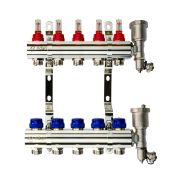 Коллекторная группа FHF-5RF set 5 контуров 1' х 3/4' с расходомерами, воздухоотводчиками и кронштейнами