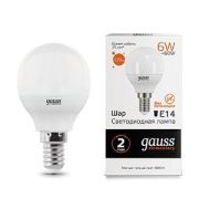 Лампа светодиодная LED 6 Вт 420 лм 3000К шар P45 теплый E14 AC 220В Elementary Gauss