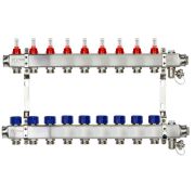 Коллекторная группа SSM-9RF set 9 контуров 1' x 3/4' с расходомерами и кронштейнами