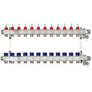 Коллекторная группа SSM-12RF set 12 контуров 1' x 3/4' с расходомерами и кронштейнами
