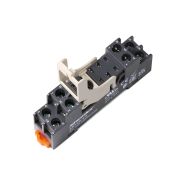 SRT08-ES+SR20L Цоколь SRT08-ES+SR20L, 10A(300V), с фиксатором, винтовой зажим, черный, на рейку DIN3