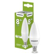 Лампа светодиодная C35 свеча 8Вт 230В 4000К E14 GENERICA