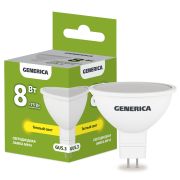 Лампа светодиодная MR16 софит 8Вт 230В 3000К GU5.3 GENERICA
