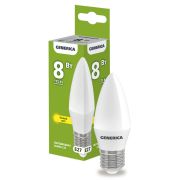 Лампа светодиодная C35 свеча 8Вт 230В 3000К E27 GENERICA